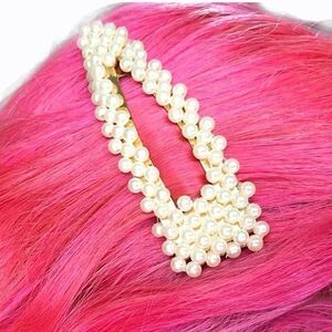 2 White Hair Peal Barrettes